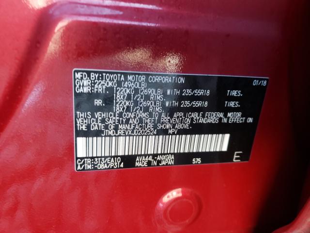 Photo 9 VIN: JTMDJREVXJD202524 - TOYOTA RAV4 HV LI 