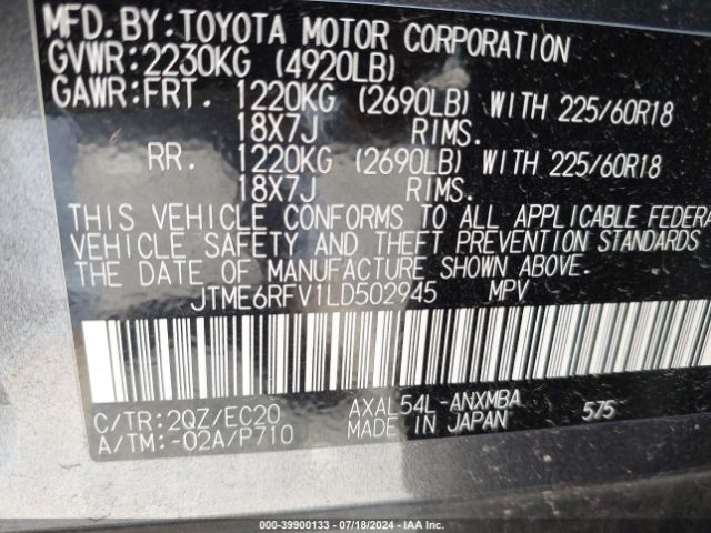 Photo 8 VIN: JTME6RFV1LD502945 - TOYOTA RAV4 