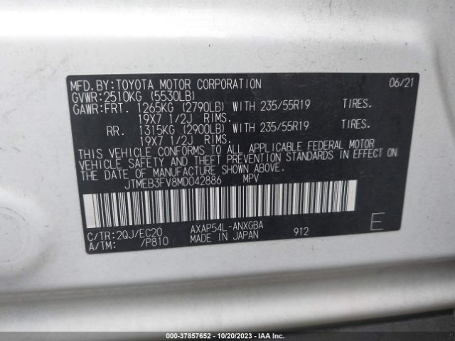 Photo 8 VIN: JTMEB3FV8MD042886 - TOYOTA RAV4 PRIME 