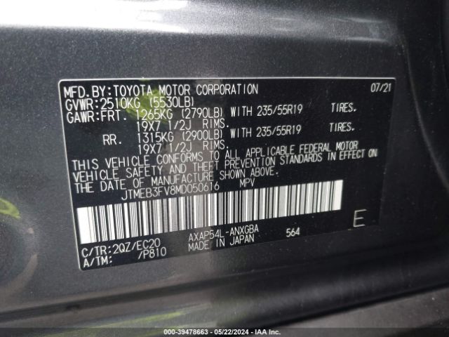 Photo 8 VIN: JTMEB3FV8MD050616 - TOYOTA RAV4 PRIME 