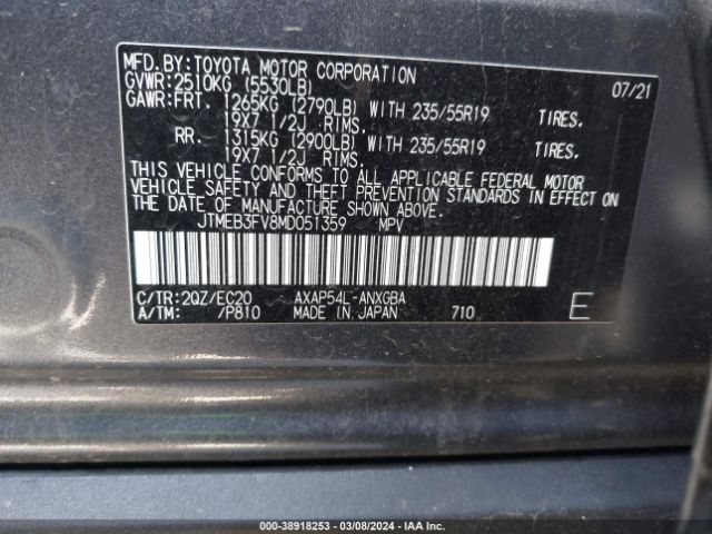 Photo 8 VIN: JTMEB3FV8MD051359 - TOYOTA RAV4 PRIME 