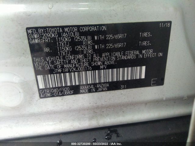 Photo 8 VIN: JTMF1RFV2KJ001176 - TOYOTA RAV4 