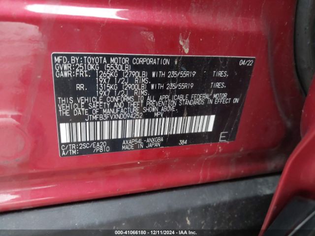 Photo 8 VIN: JTMFB3FVXND094252 - TOYOTA RAV4 PRIME 