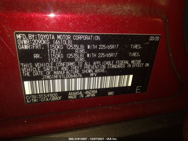 Photo 8 VIN: JTMG1RFV1LD064676 - TOYOTA RAV4 