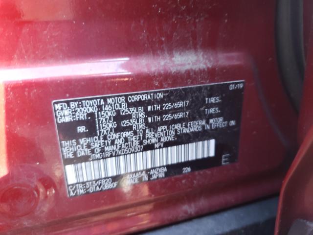 Photo 9 VIN: JTMG1RFV7KD509307 - TOYOTA RAV4 LE 