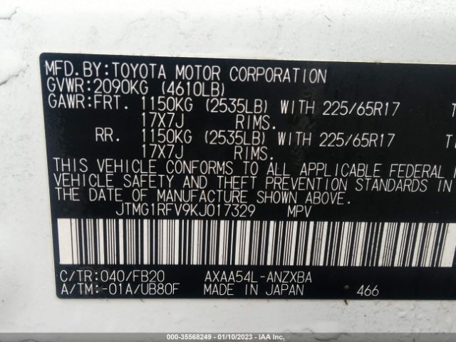 Photo 8 VIN: JTMG1RFV9KJ017329 - TOYOTA RAV4 