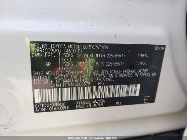 Photo 8 VIN: JTMH1RFV1KJ008578 - TOYOTA RAV4 