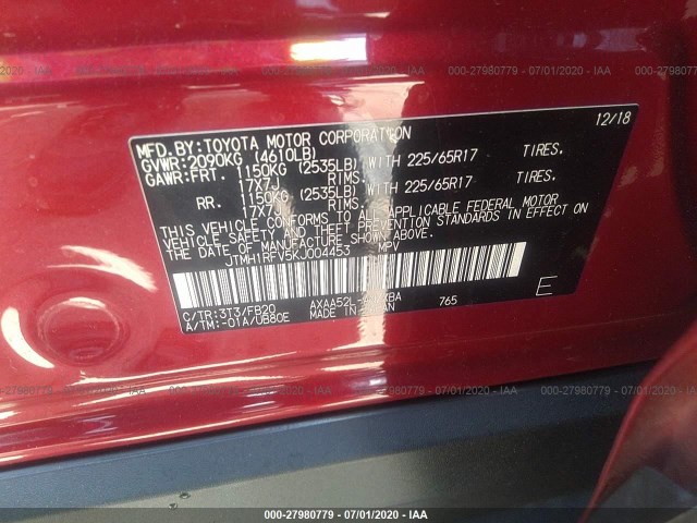 Photo 8 VIN: JTMH1RFV5KJ004453 - TOYOTA RAV4 