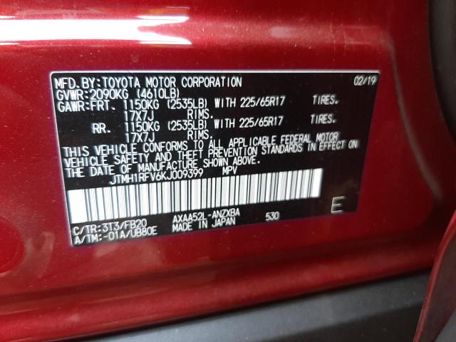 Photo 9 VIN: JTMH1RFV6KJ009399 - TOYOTA RAV4 LE 