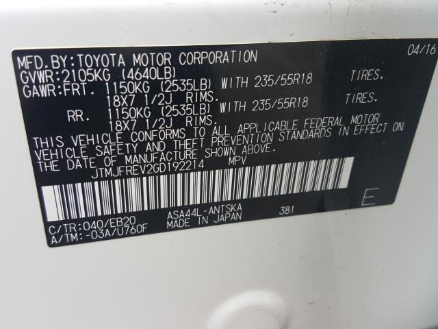 Photo 9 VIN: JTMJFREV2GD192214 - TOYOTA RAV4 SE 