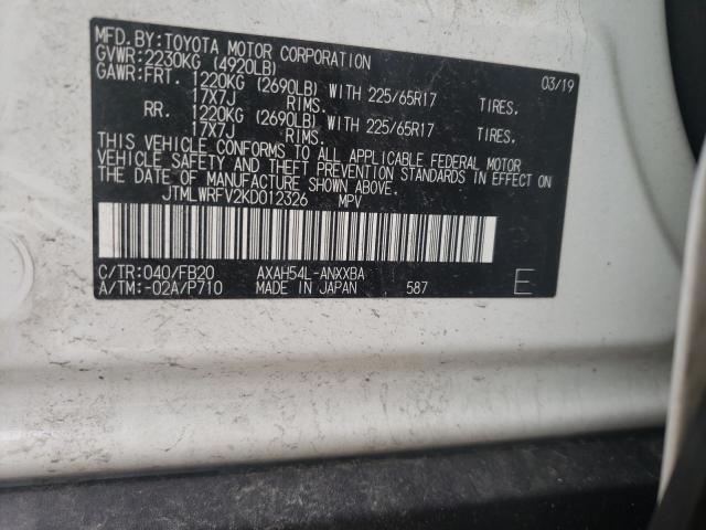 Photo 9 VIN: JTMLWRFV2KD012326 - TOYOTA RAV4 LE 