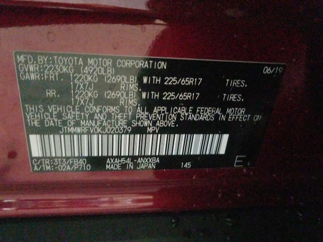 Photo 9 VIN: JTMMWRFV0KJ020379 - TOYOTA RAV4 LE 