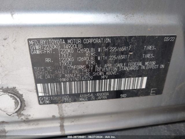 Photo 8 VIN: JTMMWRFV1ND143529 - TOYOTA RAV4 