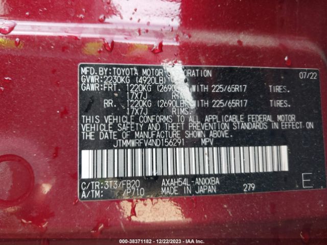 Photo 8 VIN: JTMMWRFV4ND156291 - TOYOTA RAV4 