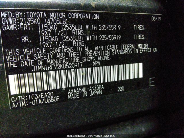 Photo 8 VIN: JTMN1RFV2KD520917 - TOYOTA RAV4 