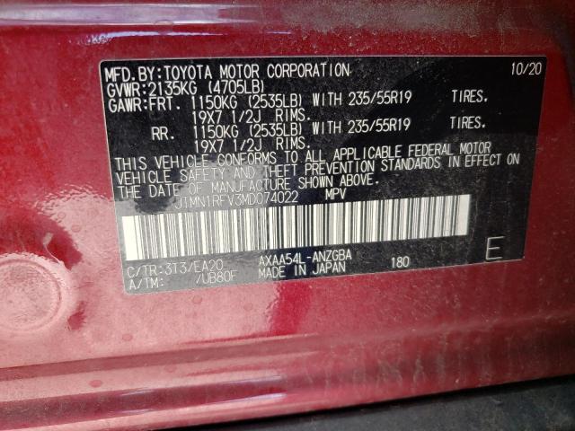 Photo 9 VIN: JTMN1RFV3MD074022 - TOYOTA RAV4 LIMIT 