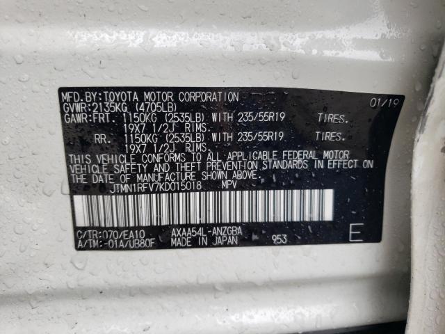 Photo 9 VIN: JTMN1RFV7KD015018 - TOYOTA RAV4 LIMIT 