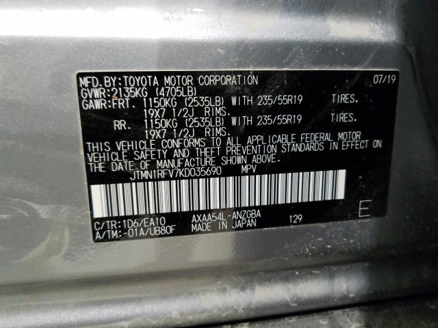 Photo 9 VIN: JTMN1RFV7KD035690 - TOYOTA RAV4 LIMIT 