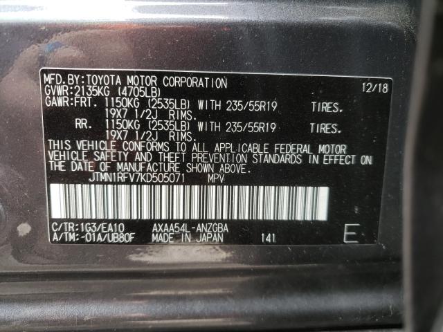 Photo 9 VIN: JTMN1RFV7KD505071 - TOYOTA RAV4 LIMIT 