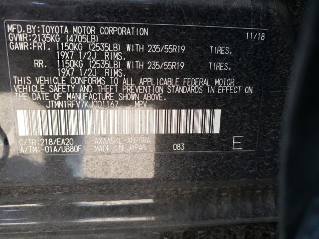 Photo 9 VIN: JTMN1RFV7KJ001167 - TOYOTA RAV4 LIMIT 