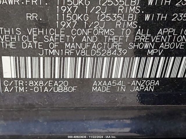 Photo 8 VIN: JTMN1RFV8LD528439 - TOYOTA RAV4 