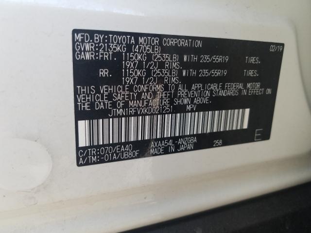 Photo 9 VIN: JTMN1RFVXKD021251 - TOYOTA RAV4 LIMIT 