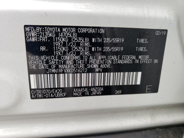 Photo 9 VIN: JTMN1RFVXKD516212 - TOYOTA RAV4 LIMIT 