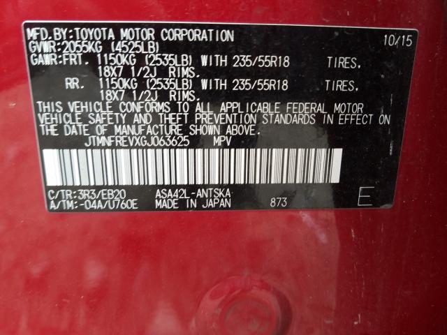 Photo 9 VIN: JTMNFREVXGJ063625 - TOYOTA RAV4 SE 