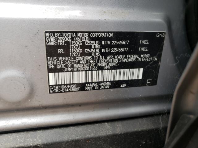 Photo 9 VIN: JTMP1RFV0KD011563 - TOYOTA RAV4 XLE 