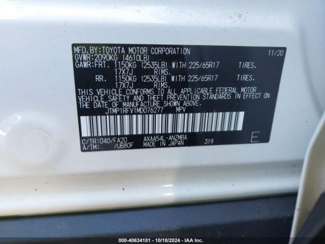 Photo 8 VIN: JTMP1RFV1MD076277 - TOYOTA RAV4 