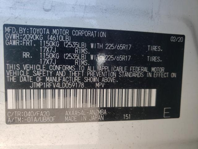 Photo 9 VIN: JTMP1RFV4LD059178 - TOYOTA RAV4 XLE 