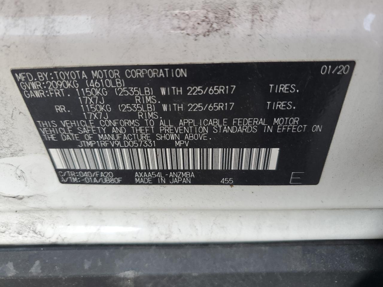 Photo 12 VIN: JTMP1RFV9LD057331 - TOYOTA RAV 4 