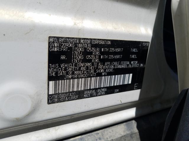 Photo 9 VIN: JTMP1RFVXKD011473 - TOYOTA RAV4 XLE 