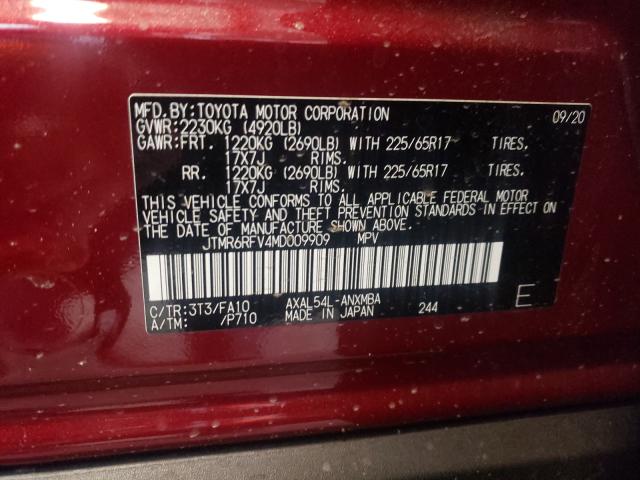 Photo 9 VIN: JTMR6RFV4MD009909 - TOYOTA RAV4 XLE 