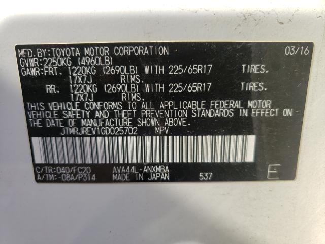 Photo 9 VIN: JTMRJREV1GD025702 - TOYOTA RAV4 HV XL 