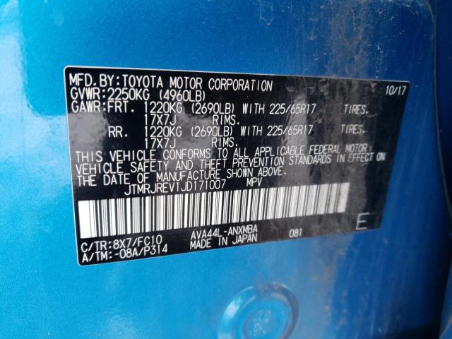 Photo 9 VIN: JTMRJREV1JD171007 - TOYOTA RAV4 HV LE 