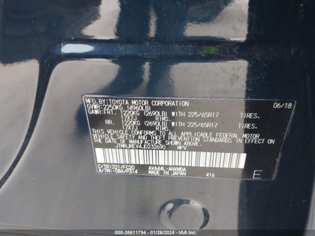 Photo 8 VIN: JTMRJREV4JD232690 - TOYOTA SIENNA LE 