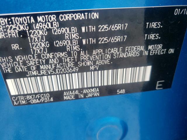 Photo 9 VIN: JTMRJREV5JD203649 - TOYOTA RAV4 HV LE 