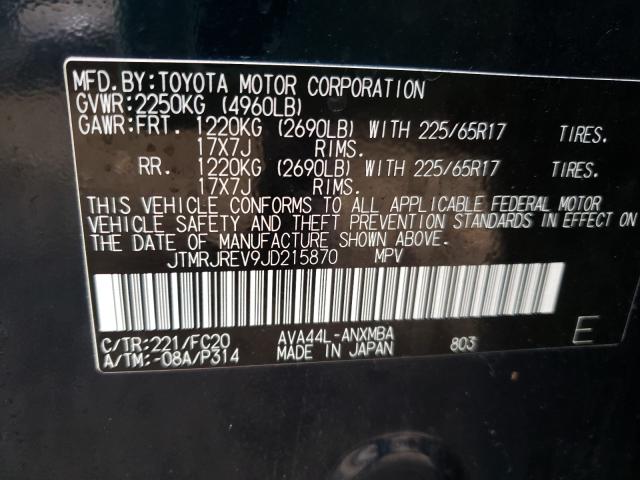 Photo 9 VIN: JTMRJREV9JD215870 - TOYOTA RAV4 HV LE 