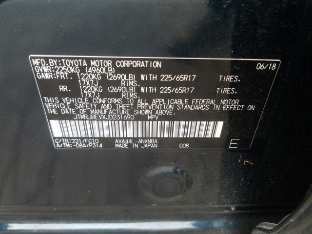 Photo 9 VIN: JTMRJREVXJD231690 - TOYOTA RAV4 HV LE 