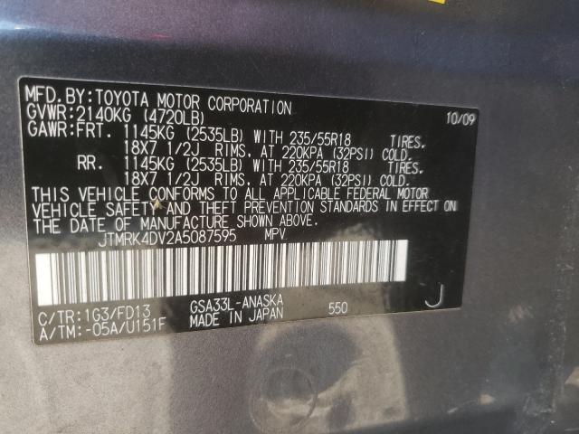 Photo 9 VIN: JTMRK4DV2A5087595 - TOYOTA RAV4 SPORT 