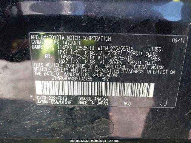 Photo 8 VIN: JTMRK4DV4B5103765 - TOYOTA RAV4 