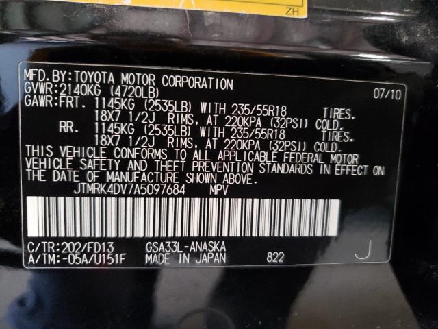 Photo 9 VIN: JTMRK4DV7A5097684 - TOYOTA RAV4 SPORT 