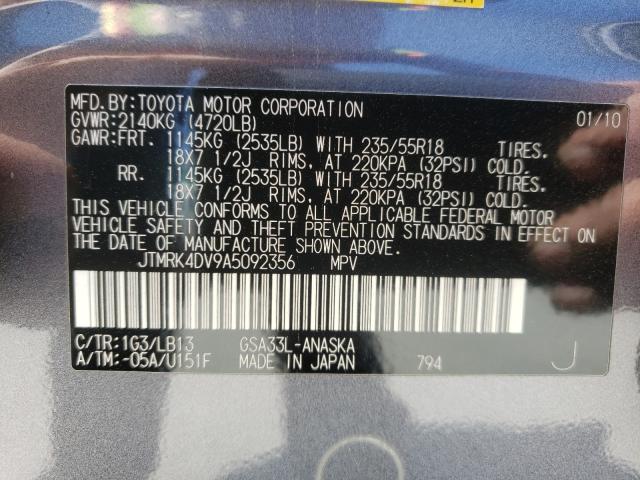 Photo 9 VIN: JTMRK4DV9A5092356 - TOYOTA RAV4 SPORT 