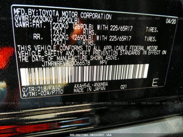 Photo 8 VIN: JTMRWRFV8LD066578 - TOYOTA RAV4 