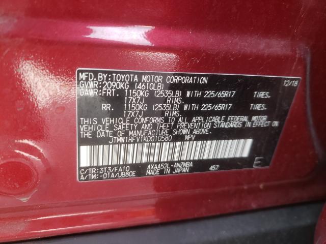 Photo 9 VIN: JTMW1RFV1KD010580 - TOYOTA RAV4 XLE 