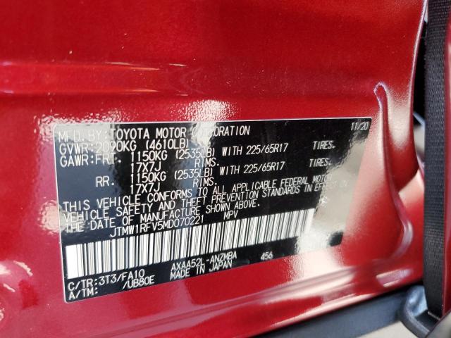 Photo 12 VIN: JTMW1RFV5MD070221 - TOYOTA RAV4 XLE 