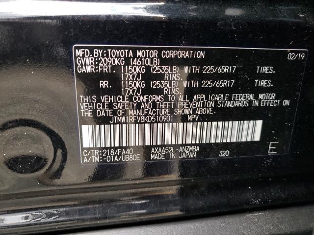 Photo 9 VIN: JTMW1RFV8KD510901 - TOYOTA RAV4 XLE 