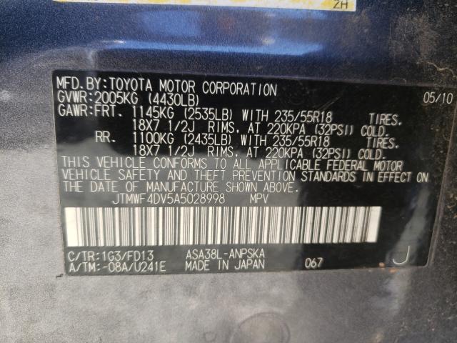 Photo 9 VIN: JTMWF4DV5A5028998 - TOYOTA RAV4 SPORT 