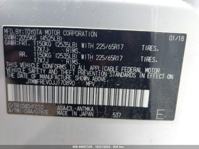 Photo 8 VIN: JTMWFREV0JJ170890 - TOYOTA RAV4 